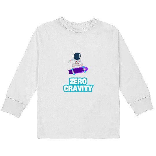 Zero Gravity Skateboarding Astronaut - Funny Skate Kids Long Sleeve T Shirts