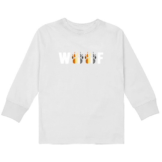 Woof Bear Pride Paw Prints Gay Men LGBT Bear Flag Kids Long Sleeve T Shirts