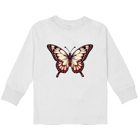 Vibrant Monarch Butterfly Kids Long Sleeve T Shirts
