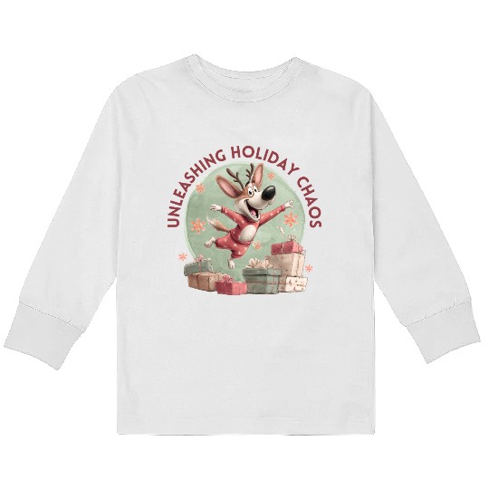 Festive Reindeer Celebration Design Kids Long Sleeve T Shirts
