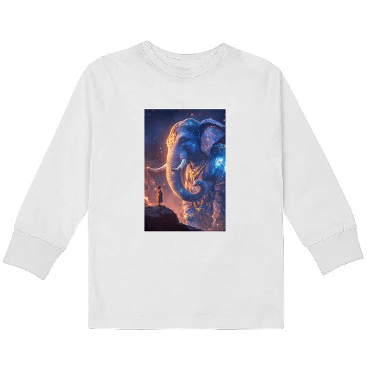 Celestial Elephant Guardian Kids Long Sleeve T Shirts