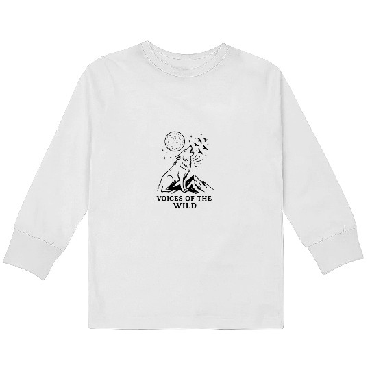 Celestial Wolf Night Sky Design Kids Long Sleeve T Shirts