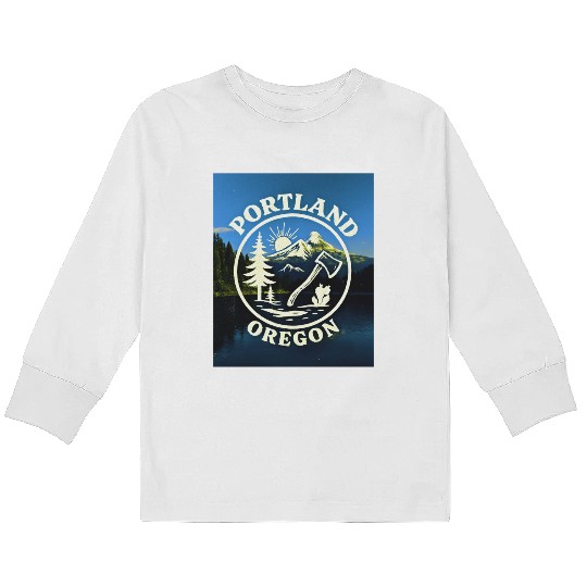 Portland, Oregon (B) Kids Long Sleeve T Shirts