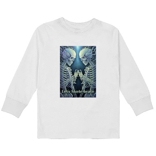 Celestial Skeleton Toasting Champagne Kids Long Sleeve T Shirts