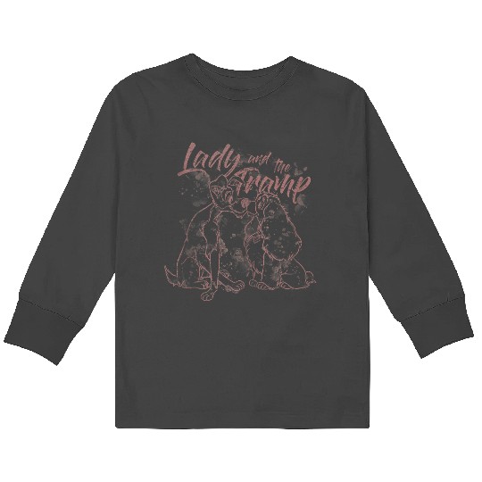 Disneyss The Lady And The Tramp Pink Line Art Portrait Kids Long Sleeve T-Shirts