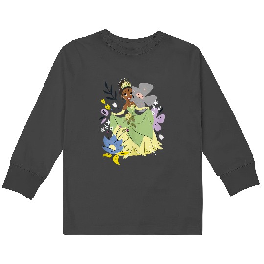 Disneyss The Princess And The Frog Tiana Cute Floral Portrait Kids Long Sleeve T-Shirts