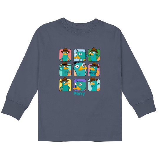 Discover Disney Phineas and Ferb Perry the Platypus Emotions Retro 90s Graphic Kids Long Sleeve T Shirts