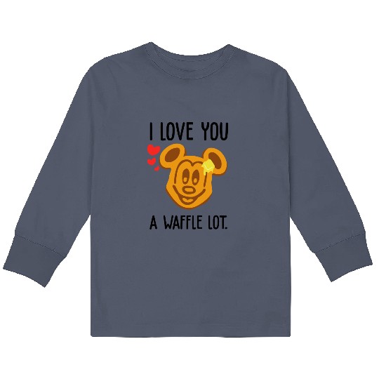 I Love You a Waffle Lot Mickey Waffle Disney Kids Long Sleeve T Shirts, Disney Food Kids Long Sleeve T Shirts