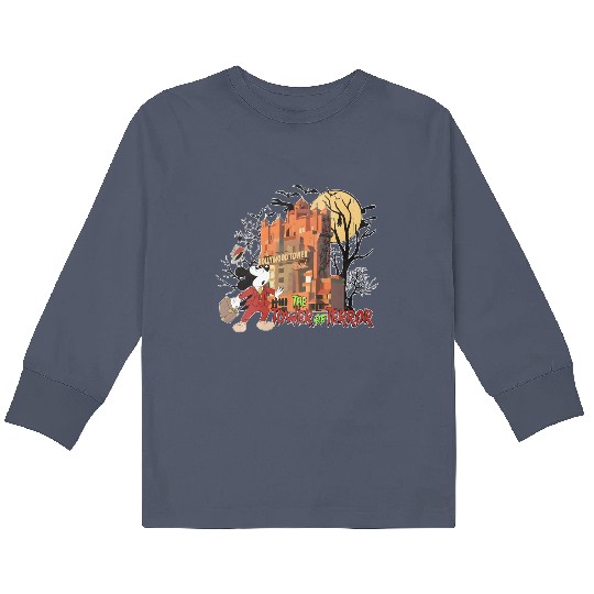 Discover Retro Tower Of Terror Kids Long Sleeve T Shirts, Mickey's Not So Scary, Disney Halloween Kids Long Sleeve T Shirts