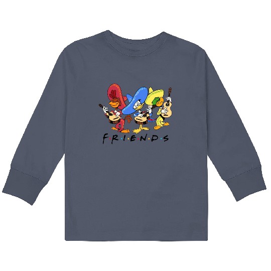 Disney Three Caballeros Mexico Kids Long Sleeve T Shirts, Donald Duck Jose Carioca Panchito Friends Kids Long Sleeve T Shirts