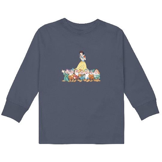 Disney Snow White Princess Watercolor Kids Long Sleeve T Shirts, Snow White Seven Dwarfs Kids Long Sleeve T Shirts