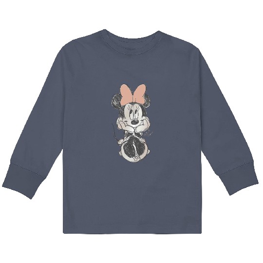 Disney Minnie Mouse Classic Sketch Cute Vintage Portrait Kids Long Sleeve T Shirts, Mickey And Friends Kids Long Sleeve T Shirts, WDW Magic Kingdom Disneyland Family Vacation Gift