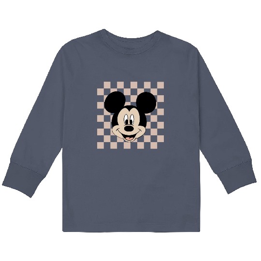 Mickey Checkered  Kids Long Sleeve T Shirts, Vintage Mickey Mouse Kids Long Sleeve T Shirts, Disney Family Trip Kids Long Sleeve T Shirts