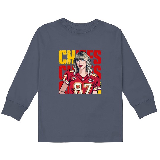 Discover Taylor Hearts Kelce in Chiefs Kids Long Sleeve T Shirts, Traylor Swelce Taylor Version Fan Kids Long Sleeve T Shirts