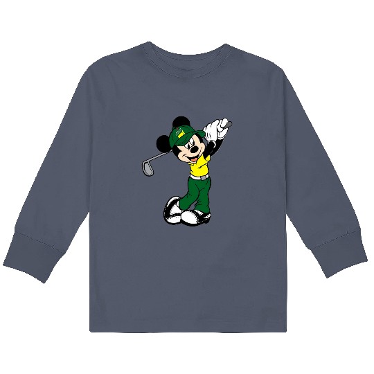 Colors Mickey Golf Kids Long Sleeve T Shirts, Disney Family Matching Kids Long Sleeve T Shirts