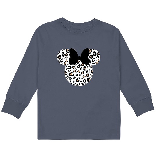 Leopard print Minnie Kids Long Sleeve T Shirts, Women's Disney Kids Long Sleeve T Shirts, Animal Kingdom Kids Long Sleeve T Shirts