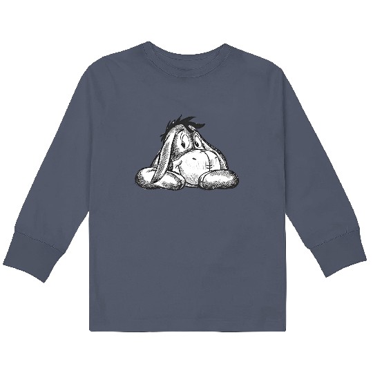 Disney Winnie The Pooh Cute Eeyore Portrait Sketch Kids Long Sleeve T Shirts, Disneyland Vacation Trip Kids Long Sleeve T Shirts