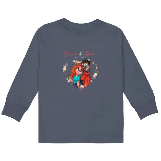 Disney Max and Roxanne Couple Kids Long Sleeve T Shirts, A Goofy Movie Roxanne and Max Valentines Kids Long Sleeve T Shirts