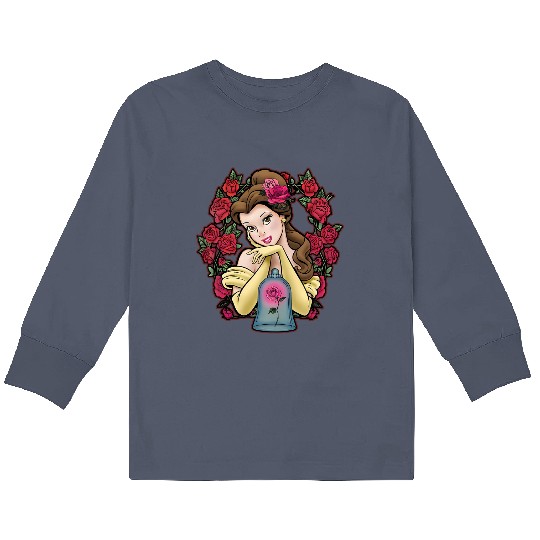 Disney Belle Roses Beauty And The Beast Graphic Kids Long Sleeve T Shirts