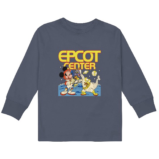 Disney Epcot Mickey Mouse & Figment Astronaut 1982 Retro Kids Long Sleeve T Shirts