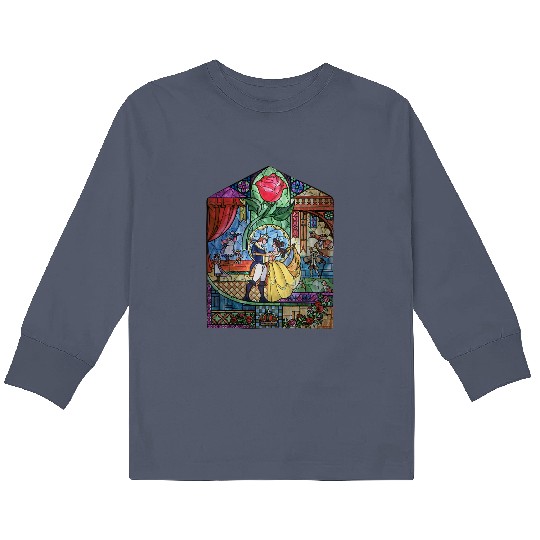 Disney Beauty & The Beast Stained Glass Rose Belle Kids Long Sleeve T Shirts