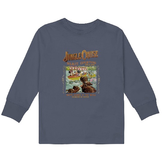 Disney Kids Long Sleeve T Shirts, Vintage Disney Jungle Cruise Ride Kids Long Sleeve T Shirts