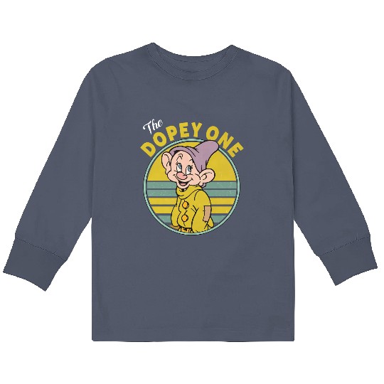 Retro 90s Vintage The Dopey One Kids Long Sleeve T Shirts, Disney Snow White And Seven Dwarfs Kids Long Sleeve T Shirts