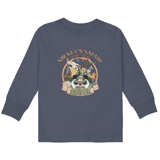 Funny Mickey'S Safari Travel & Co Animal Kingdom Kids Long Sleeve T Shirts, Vintage Disney Safari Mode Let'S Get Wild Kids Long Sleeve T Shirts
