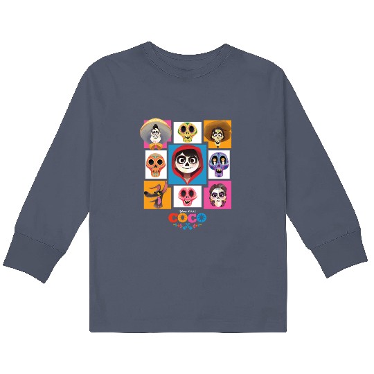 Discover Disney Pixars Coco Main Characters Group Shot Chest Panels Kids Long Sleeve T Shirts