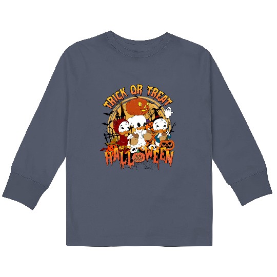 Discover Disney Halloween DuckTales Huey Louie Dewey Trick or Treat Kids Long Sleeve T Shirts