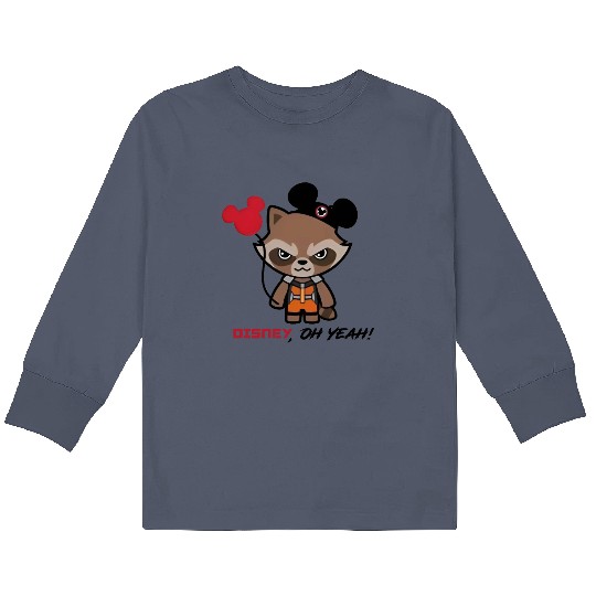Disney Rocket Raccoon Mickey Ears Kids Long Sleeve T Shirts, Disney Guardians Of The Galaxy Kids Long Sleeve T Shirts
