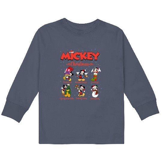 Mickey Christmas Kids Long Sleeve T Shirts, Christmas Kids Long Sleeve T Shirts, Raglan Kids Long Sleeve T Shirts, Disney Christmas Kids Long Sleeve T Shirts