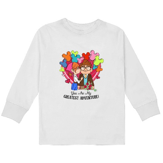 Retro Carl and Ellie Disney Balloon Kids Long Sleeve T Shirts, You're My Greatest Adventure, Disney Up Valentine's Day Kids Long Sleeve T Shirts
