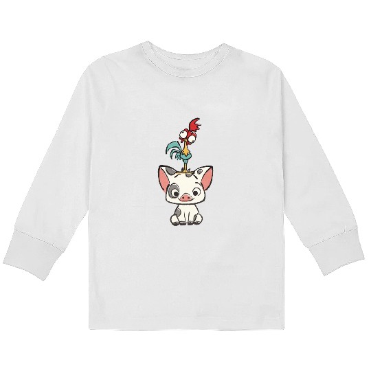 Colors Disney Moana Kids Long Sleeve T Shirts, Hei Hei and Pua Kids Long Sleeve T Shirts