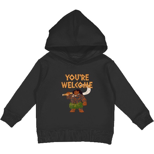 disneys Moana Maui Confident Pose You're Welcome Retro Logo Kids Pullover Hoodies