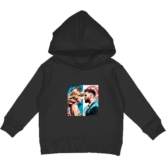taylorr Swift and Travis Kelce art Kids Pullover Hoodies