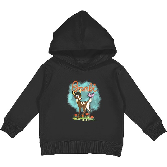 disneys Bambi Cute Bambi Playing Around Watercolor Retro Kids Pullover Hoodies
