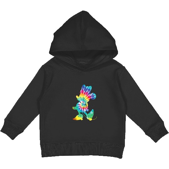 Disney Minnie Mouse Silhouette 90s Rainbow Tie Dye Kids Pullover Hoodies
