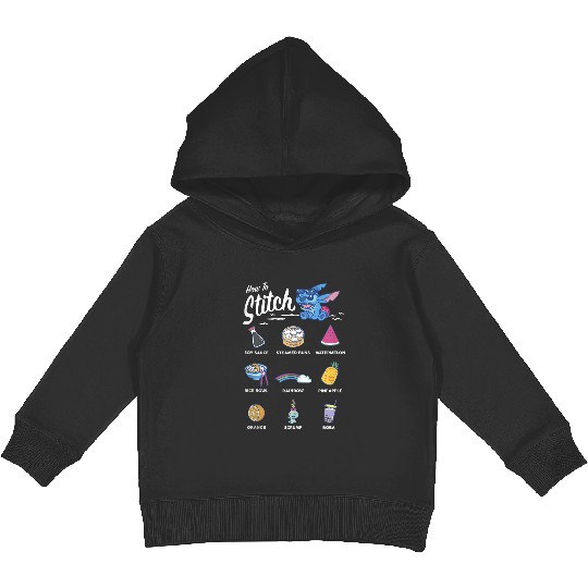 Discover Disney Lilo Stitch How To Stitch Essentials Chest Logo Kids Pullover Hoodies