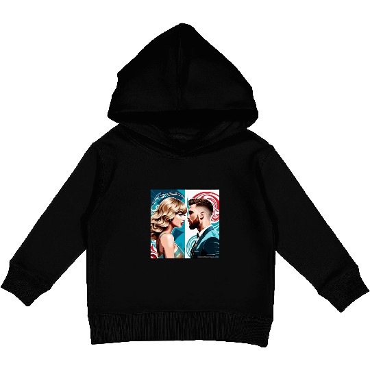 taylorr Swift and Travis Kelce art Kids Pullover Hoodies