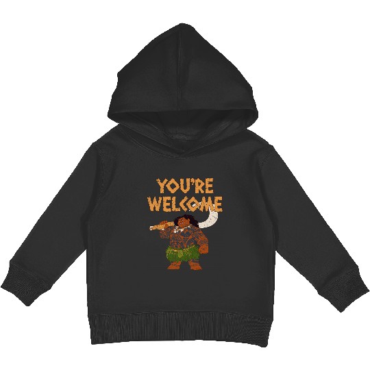 Disney Moana Maui Confident Pose You're Welcome Retro Logo Kids Pullover Hoodies
