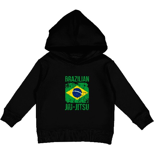BJJ Brazilian Jiu Jitsu Flag Martial Arts Kids Pullover Hoodies