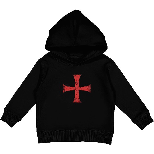 Distressed Crusader Knights Templar Cross Kids Pullover Hoodies