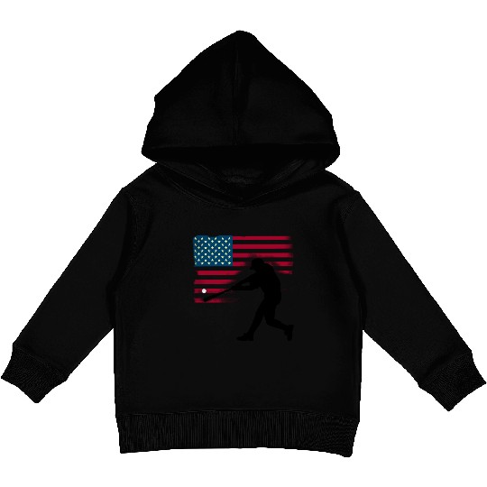 baseball bat glove usa flag pitcher ball hit sport Kids Pullover Hoodies