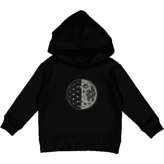 Sacred Geometry Gift Flower Of Life Moon Kids Pullover Hoodies