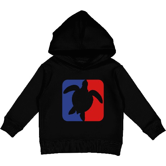 red blue square button sea turtle silhouette outli Kids Pullover Hoodies
