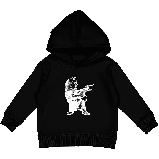 Gunslinger Kitty Cat gun cat Kids Pullover Hoodies