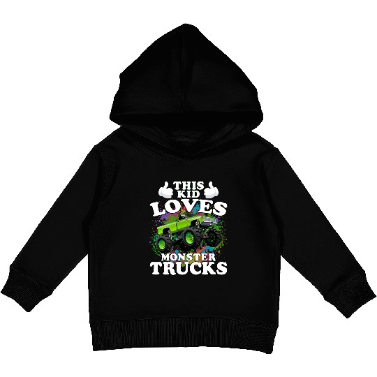 This Kid Loves Monster Trucks Kids Pullover Hoodies