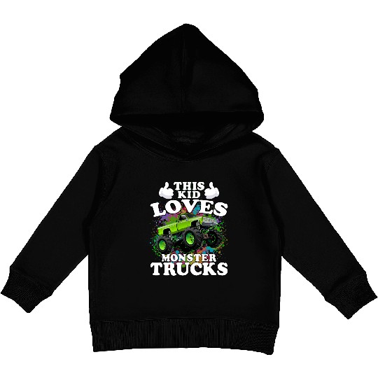 This Kid Loves Monster Trucks Kids Pullover Hoodies
