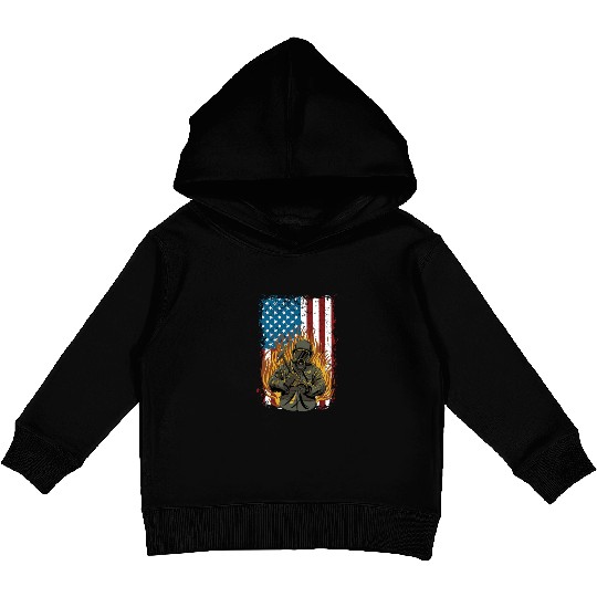 Firefighter Fire Department Thin Red Line Fireman Kids Pullover Hoodies